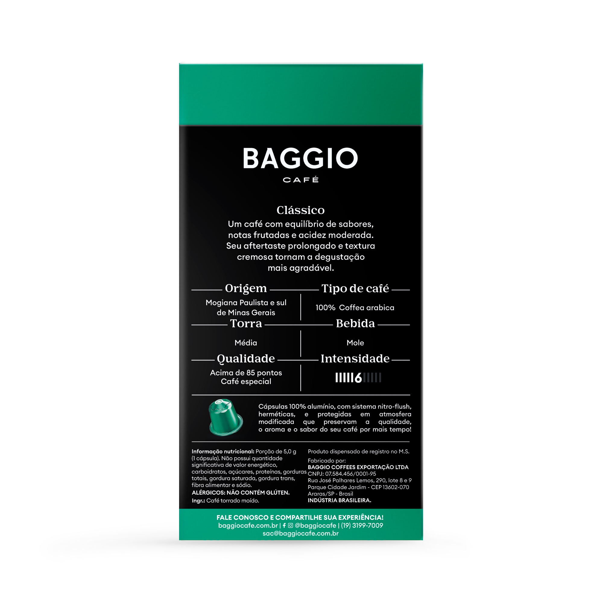 Baggio Clássico - 20 Cápsulas p/ Nespresso*